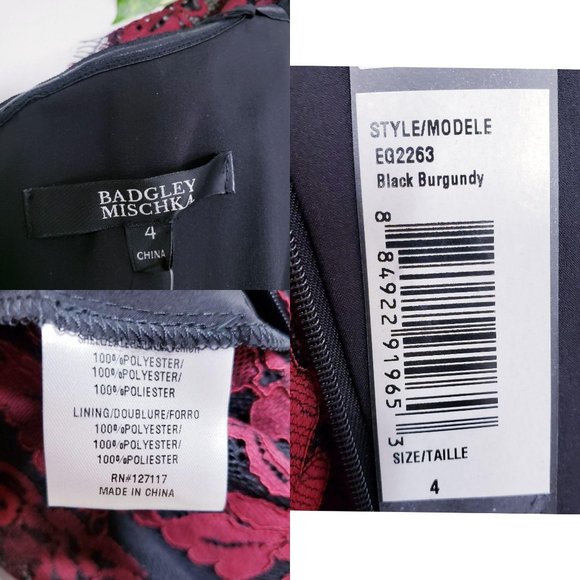 $985 NWT Badgley Mischka Burgundy Lace Trumpet 4 S - Picture 6 of 13